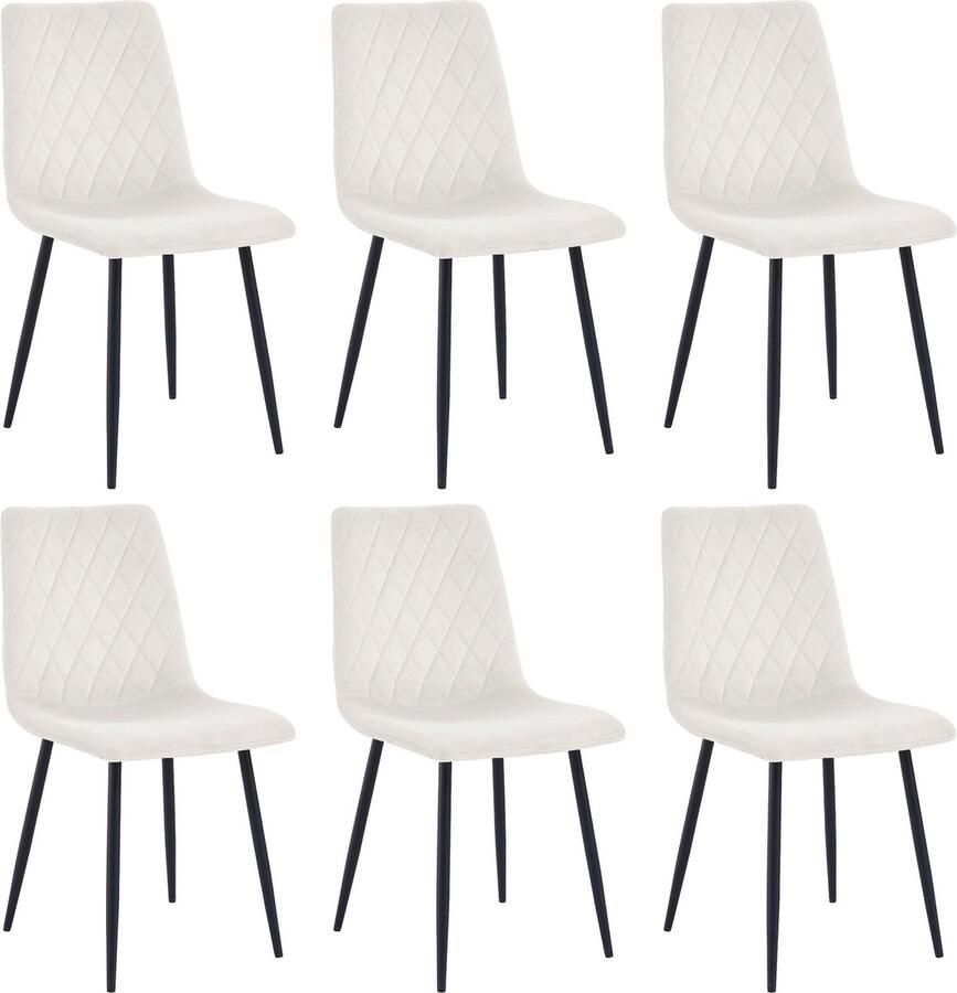 Lina Elisia Eetkamerstoelen Creme Set van 6 Velvet - Foto 2