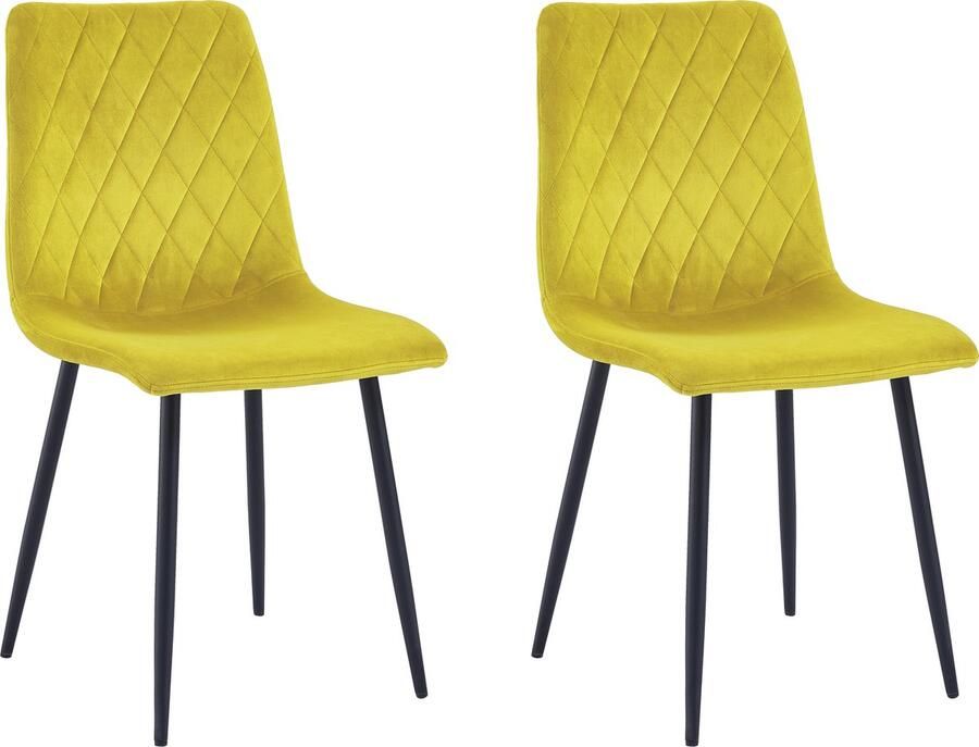 Lina Elisia Eetkamerstoelen Fel Geel Set van 2 Velvet - Foto 2