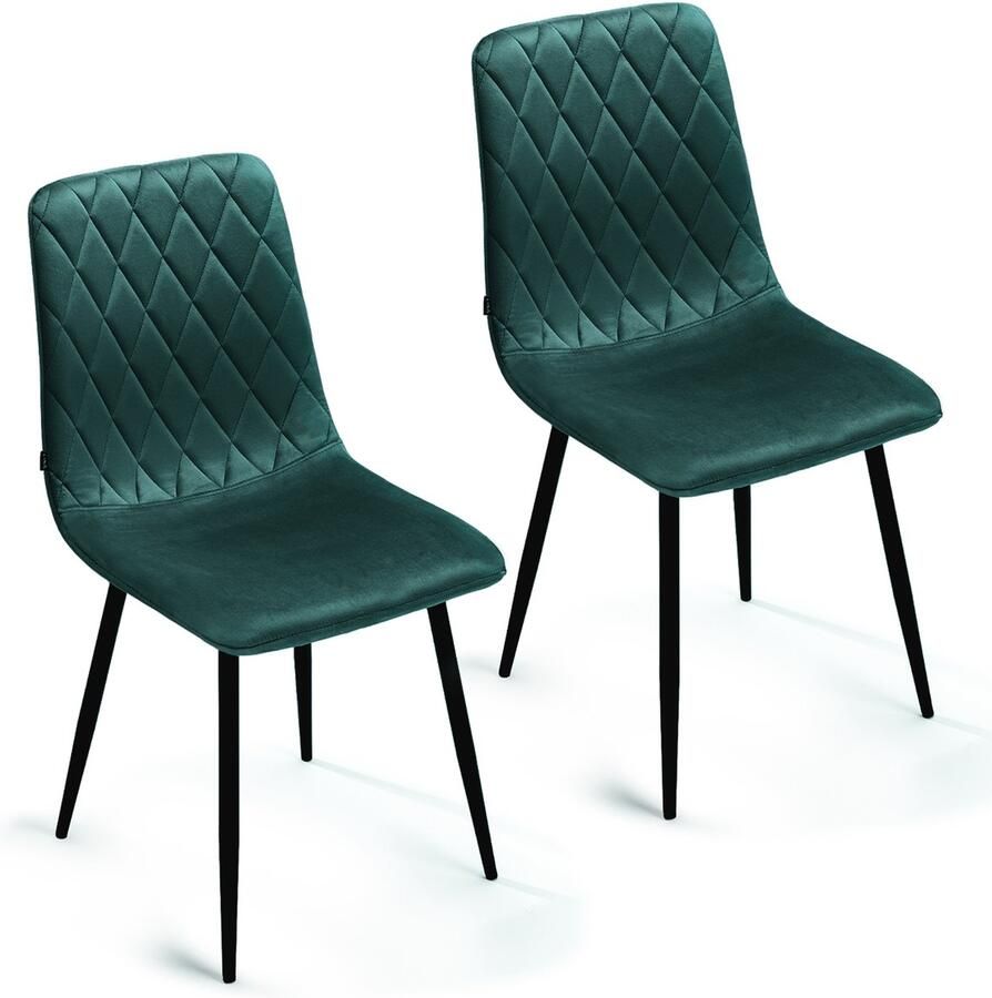 Lina Elisia Eetkamerstoelen Groen Set van 2 Velvet