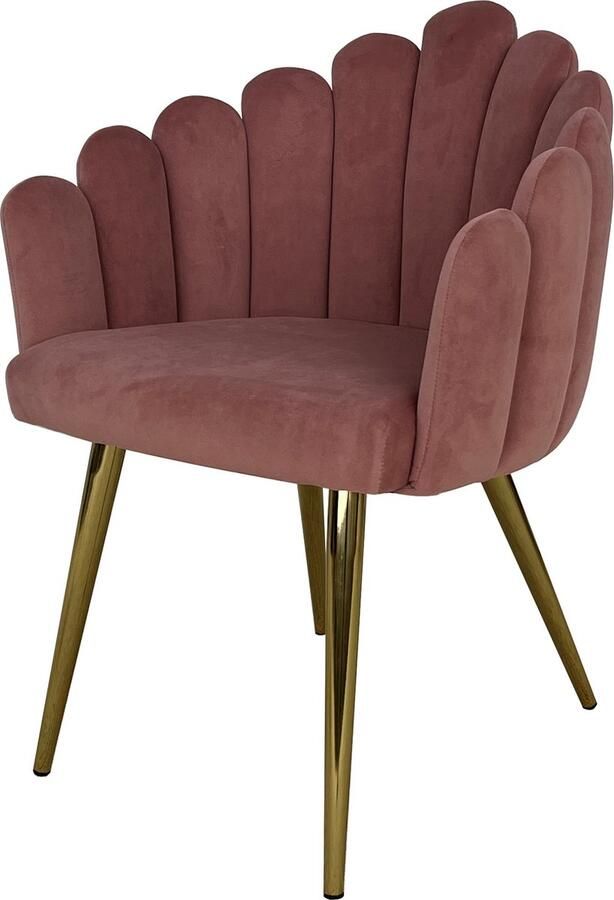 Lina Eva Flower Eetkamerstoelen Roze Fluwelen - Foto 2