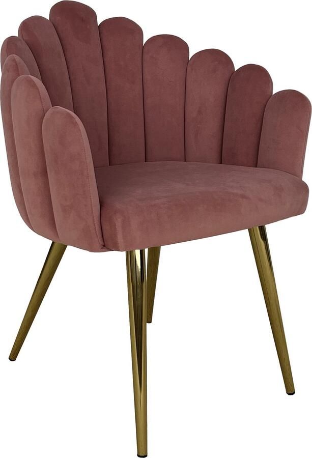 Lina Eva Flower Eetkamerstoelen Roze Fluwelen