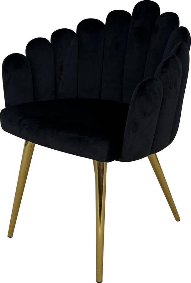 Lina Eva Flower Eetkamerstoelen Zwart – Fluwelen