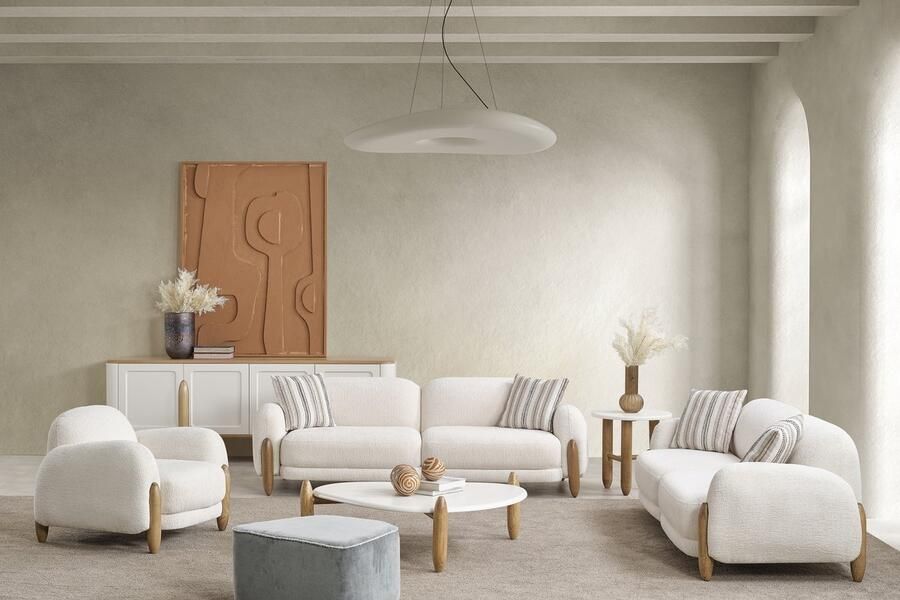 Lina Fabio Bankstel Crème 3+2+1 Zitsbank Linnen Gratis Bezorging en Montage - Foto 2