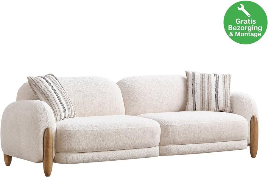 Lina Fabio Bankstel Crème 2 Zitsbank Linnen Gratis Bezorging en Montage - Foto 2
