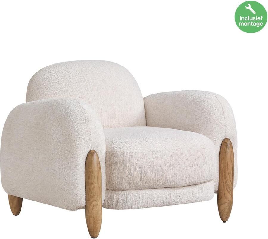 Lina Fabio Bankstel Crème Zitsbank Linnen Stof Gratis Bezorging en Montage