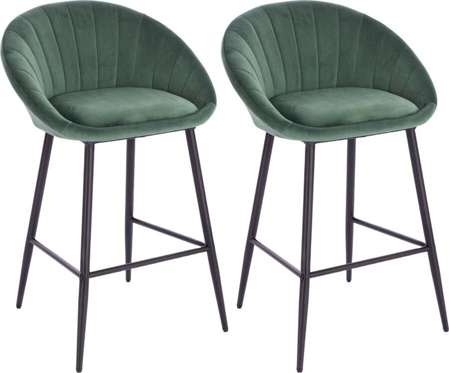Lina Liberty Barstoel Groen- Set van 2 Velvet Barkrukken