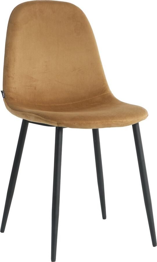 Mevsim Camel Eetkamerstoel 100% Velvet Bruine Eetstoel Metaalpoot Woonkamerstoel