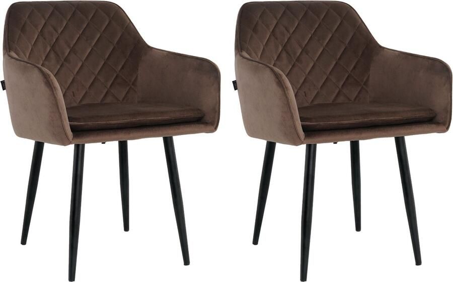 Lina Noble Eetkamerstoelen Bruin Set van 2 Velvet