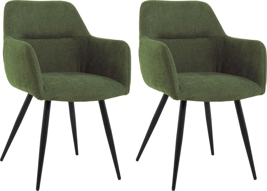 Lina Nova Eetkamerstoelen Groen Set van 2 Stof