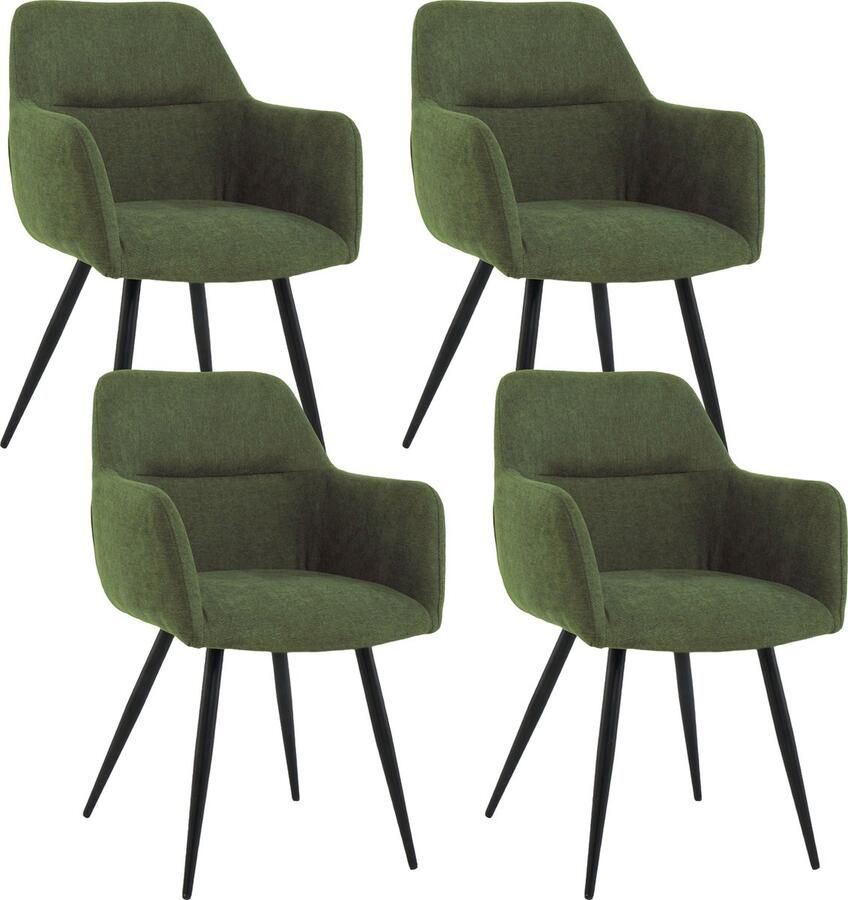 Lina Nova Eetkamerstoelen Groen Set van 4 Stof