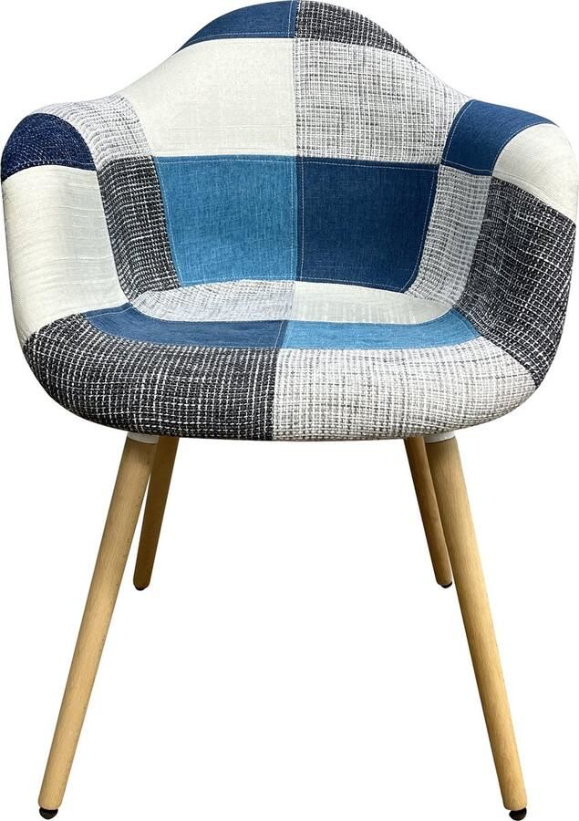 Mevsim Store RIA Eetkamerstoelen– Keukenstoelen Blauw- Grijs- Stof - Foto 2