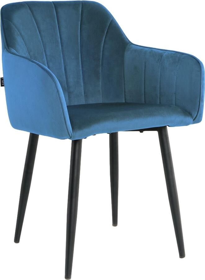 Lina Rio Eetkamerstoel Blauw Velvet