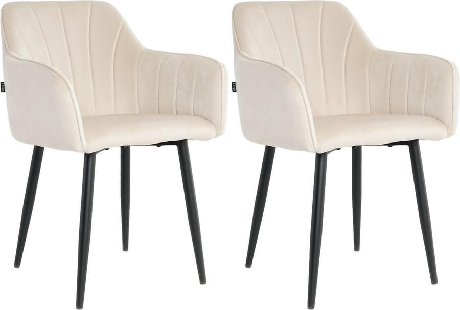 Lina Rio Eetkamerstoelen Creme Set van 2 Velvet