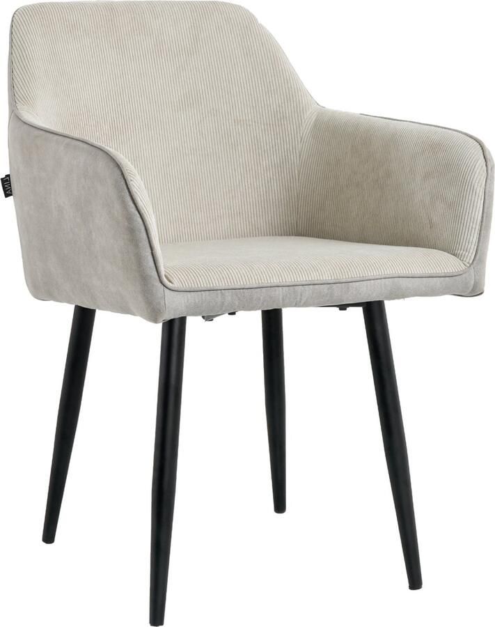 Lina Tony Eetkamerstoel Licht Grijs Ribstof