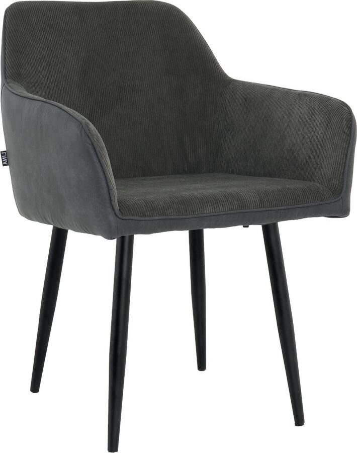 Lina Tony Eetkamerstoel Zwart Ribstof
