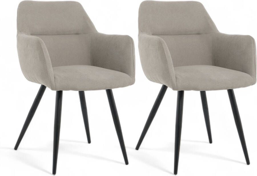 Mevsim Elis Eetkamerstoel Grijs 100% Velvet Zwart stalen poten Design woonkamerstoel - Foto 2