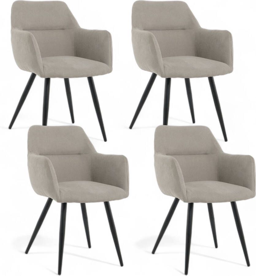Lina Eetkamerstoel Nova Set van 4 Grijs Stof Woonkamerstoel