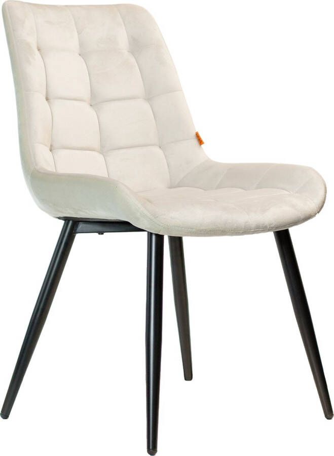 Lina Wolf Eetkamerstoel Set van 6 Beige Velvet Metaalpoot Woonkamerstoel - Foto 2