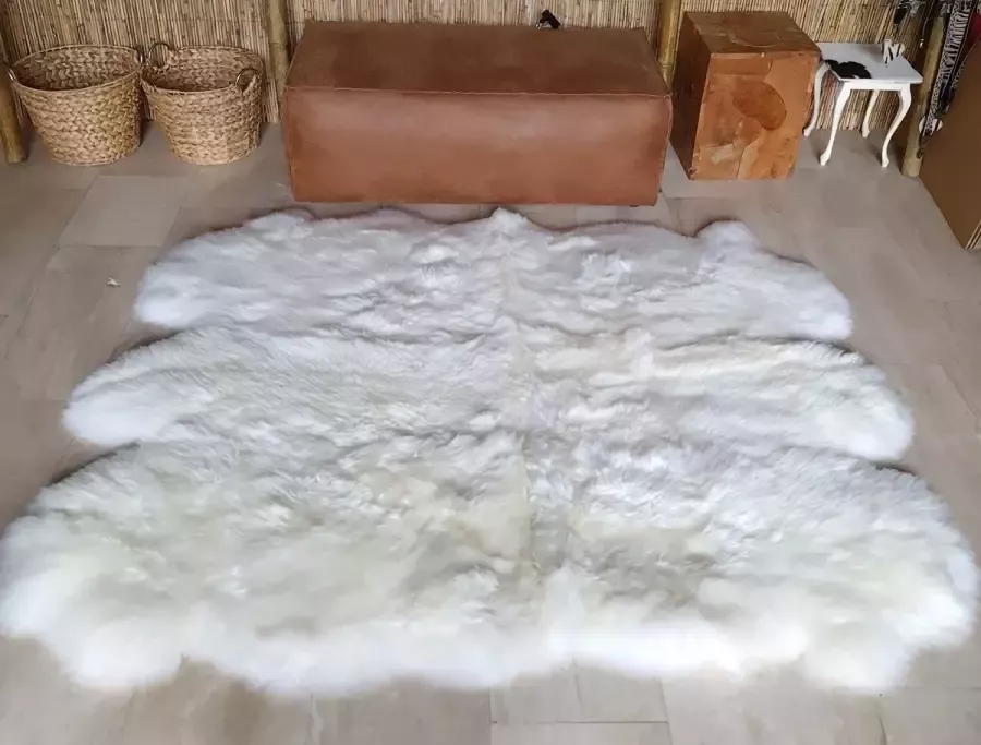 Lindian Style Groot Schapenvacht vloerkleed 190x155 cm wit - Foto 2