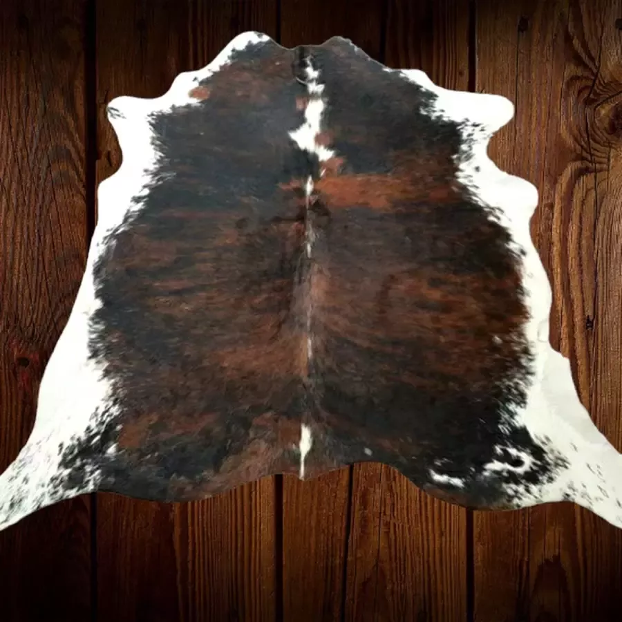Koeienhuid vloerkleed Bruin wit zwart Tri color koeienkleed koeienvel vloerkleed 220X210 T.408