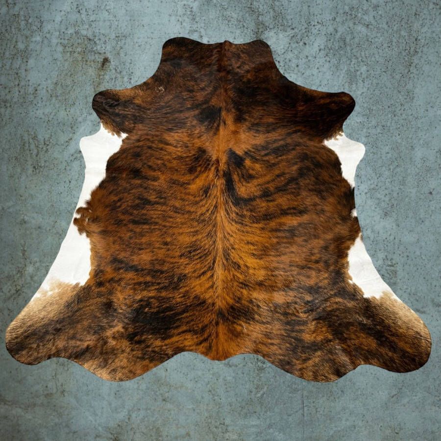 Lindian Style Koeienhuid vloerkleed 220X210 Tricolore Bruin zwart wit Tri color Normandische koeienvel T.204