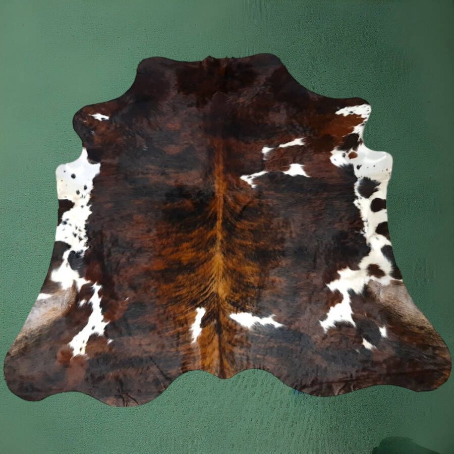 Lindian Style Koeienhuid vloerkleed 230 x 220 Tricolor Normandiër Bruin wit zwart T.116 - Foto 3