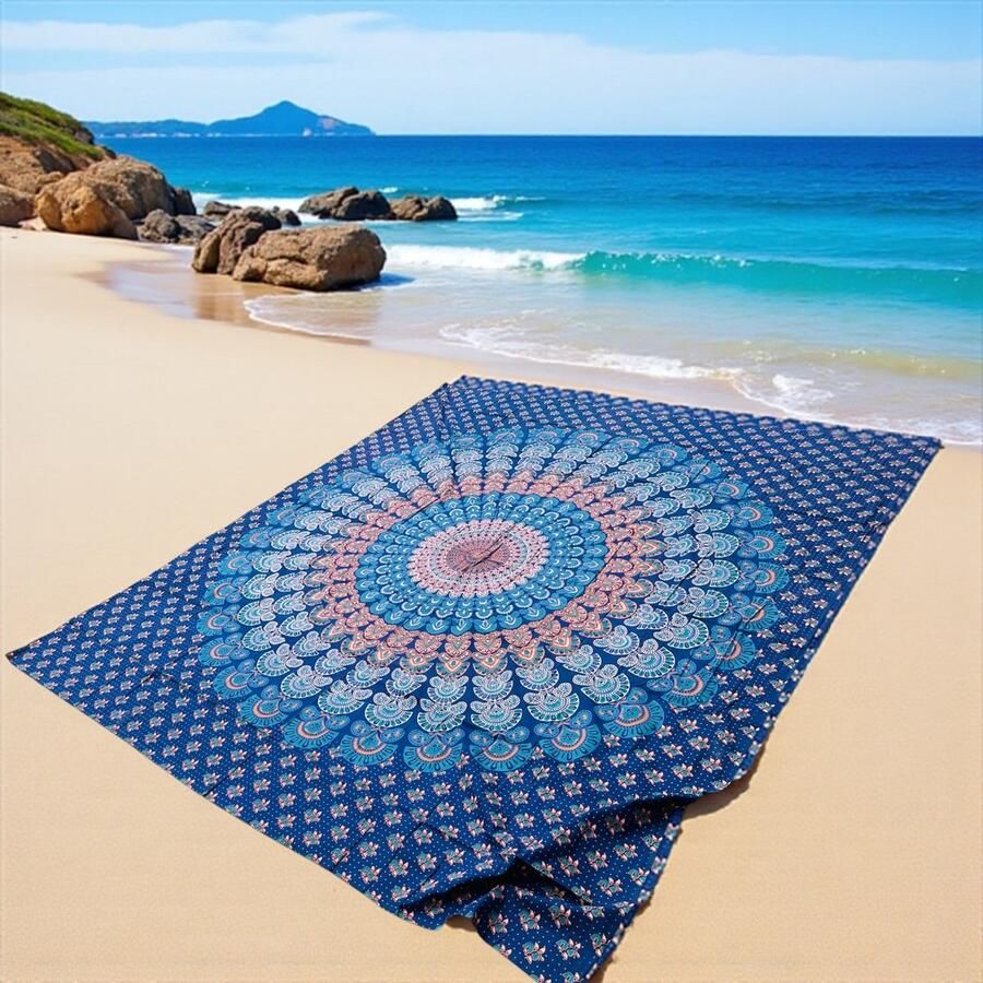 Lindian Style DBN Ibiza laken Hamam doek laken Strandlaken bedovertrek schaduwdoek muur decoratie tafellaken picknickkleed tafel kleed bankkleed pauw oranje 240 x 210 cm katoen XXL laken XXL Doek