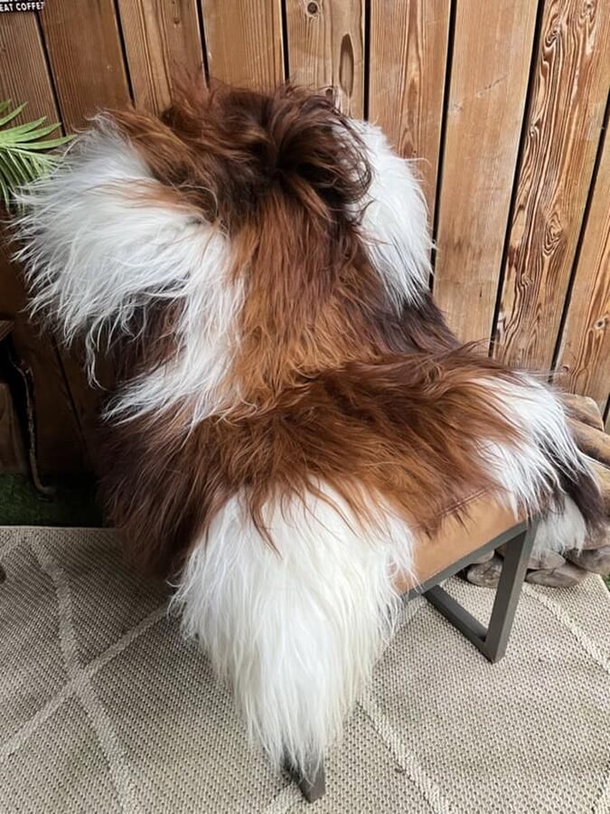 Lindian Style IJslandse schapenvacht 120x90 Warmbruin gemêleerd wit Y.10 - Foto 2