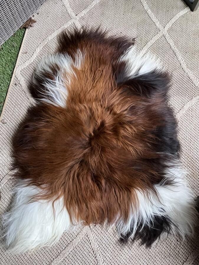 Lindian Style IJslandse schapenvacht 120x90 Warmbruin gemêleerd wit Y.10