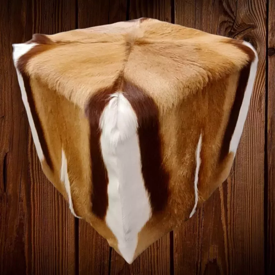 Lindian Style Springbok poef hocker vacht koeienhuid 45x45x45