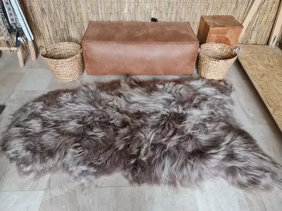 Lindian Style XXXL Schapenvacht vloerkleed 200x120cm taupe grijs bruin