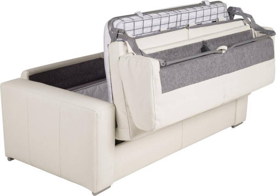 LINEA SOFA Snel omgebouwde slaapbank met 3 zitplaatsen in 100% wit buffelleer en een matras van 18 cm. DELECTEA II L 200 cm x H 84 cm x D 100 cm - Foto 1