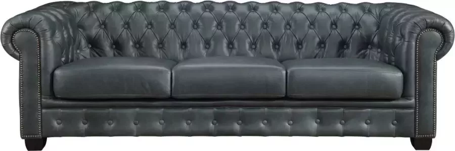 LINEA SOFA Chesterfield zitbank 4 plaatsen BRENTON 100% buffelleer Spaans groen L 240 cm x H 73 cm x D 99 cm - Foto 4