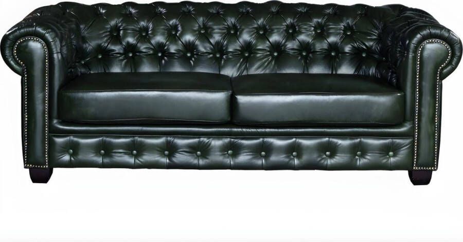 LINEA SOFA Driezitsbank Chesterfield BRENTON 100% buffelleer empire groen L 201 cm x H 73 cm x D 96 cm