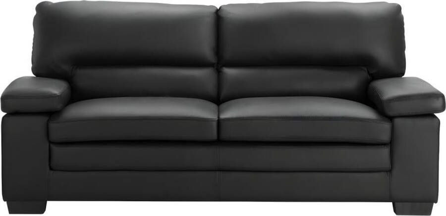 LINEA SOFA Driezitsbank en fauteuil van buffelleer MIMAS zwart L 210 cm x H 96 cm x D 90 cm
