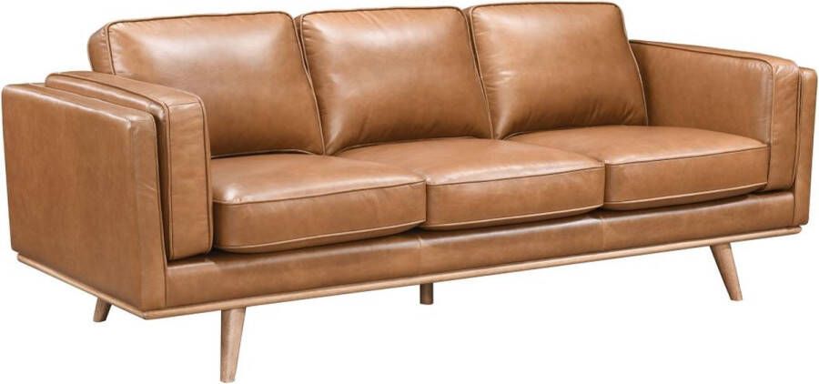 LINEA SOFA Driezitsbank van 100% premium bruin buffelleer met vintage-stijl DANILA L 219 cm x H 87 cm x D 89 cm - Foto 2