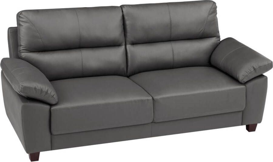 LINEA SOFA Driezitsbank van antracietgrijs leer TASANI L 205 cm x H 95 cm x D 92 cm