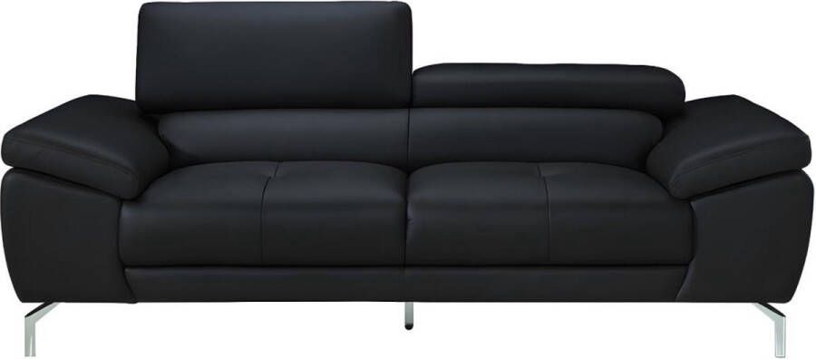 LINEA SOFA Driezitsbank van buffelleer GRETEL Zwart L 214 cm x H 91 cm x D 107 cm