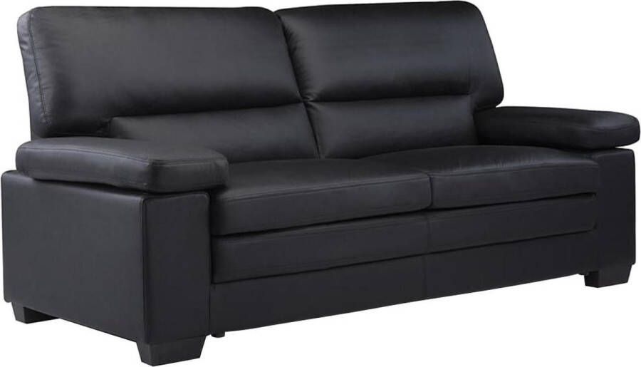 LINEA SOFA Driezitsbank van buffelleer MIMAS zwart L 210 cm x H 97 cm x D 89 cm