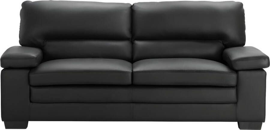 LINEA SOFA Driezitsbank van buffelleer MIMAS zwart L 210 cm x H 97 cm x D 89 cm - Foto 1