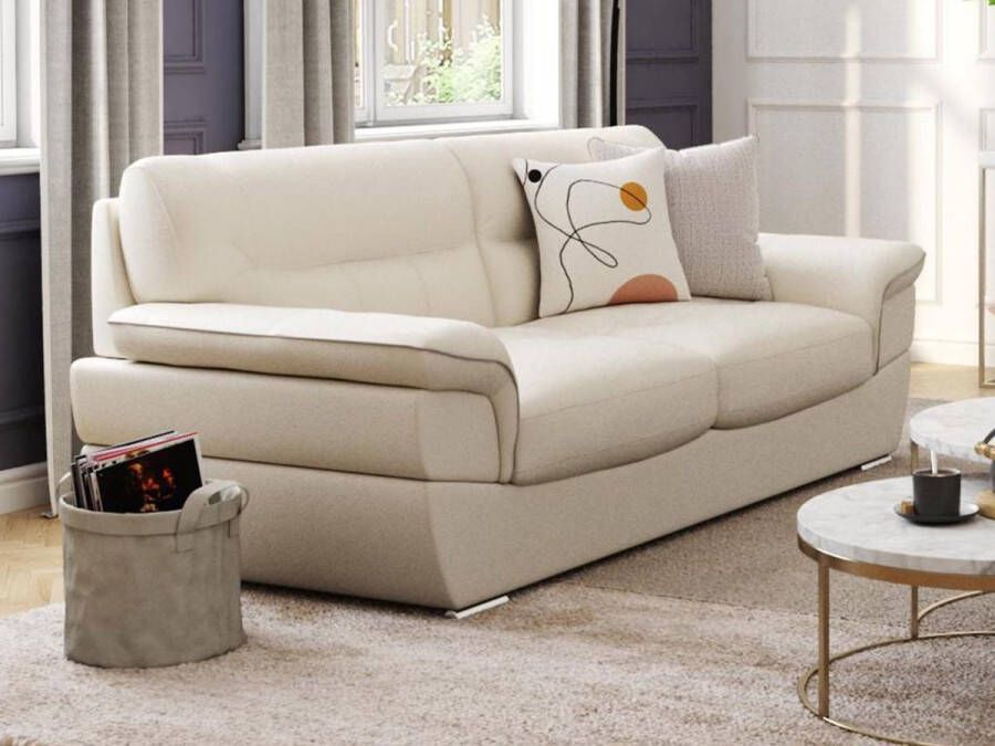 Vente-unique LINEA SOFA Driezitsbank van leer THIBAULT ivoor L 210 cm x H 87 cm x D 93 cm - Foto 3