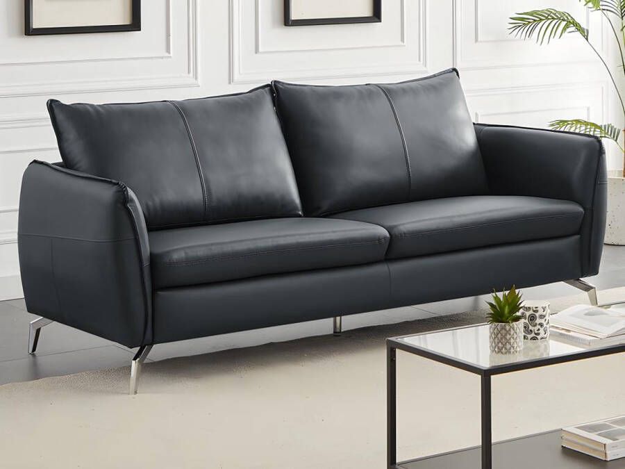 LINEA SOFA Driezitsbank van leer Zwart LADOGA L 212 cm x H 90 cm x D 90 cm