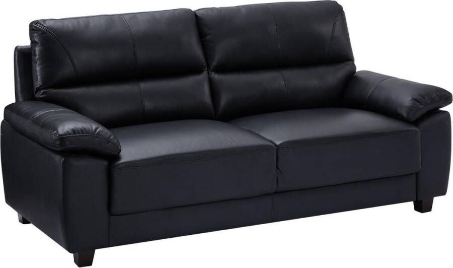 Vente-unique Driezitsbank van zwart leer TASANI L 205 cm x H 95 cm x D 92 cm