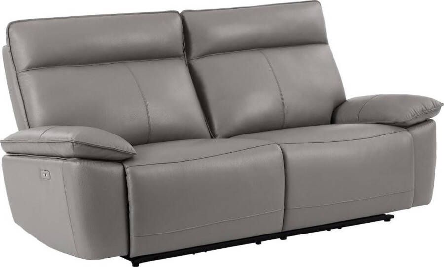 LINEA SOFA Elektrische relax-driezitsbank van grijs vaarsleer NOVENA L 210 cm x H 101 cm x D 97 cm - Foto 2