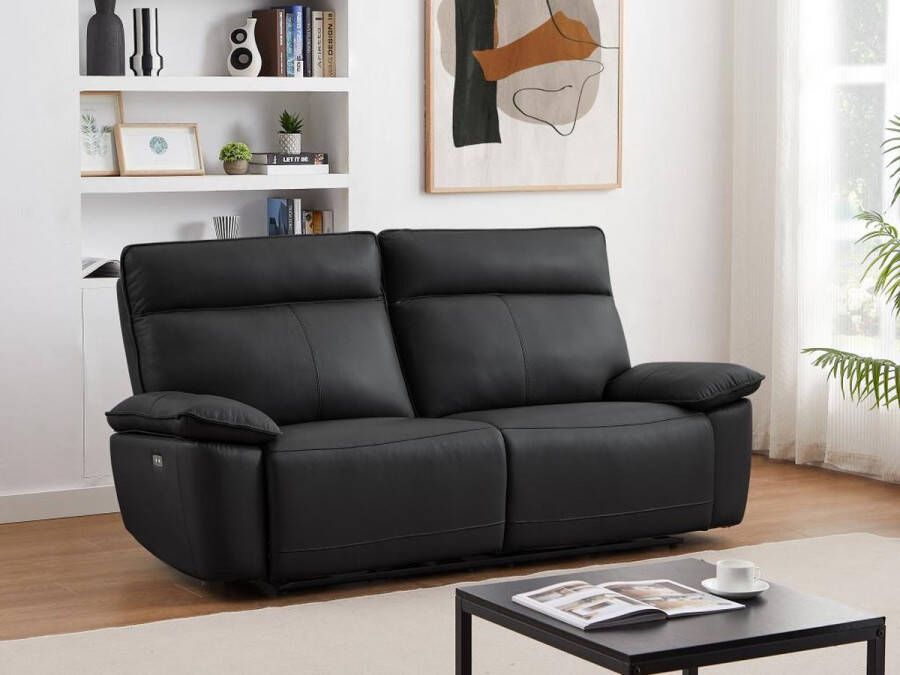 LINEA SOFA Elektrische relax-driezitsbank van zwart vaarsleer NOVENA L 210 cm x H 101 cm x D 97 cm