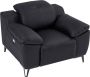 LINEA SOFA Elektrische relax-fauteuil van zwart leer ROVETO L 115 cm x H 78 cm x D 112 cm - Thumbnail 2