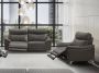 LINEA SOFA Elektrische relax-zitbank en fauteuil van leer METRONOMYA Taupe L 199 cm x H 102 cm x D 94 cm - Thumbnail 1