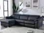 LINEA SOFA Elektrische relaxhoekbank van hoogwaardig leer PEDRERA Zwart Hoek links L 284 cm x H 100 cm x D 175 cm - Thumbnail 1