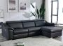 LINEA SOFA Elektrische relaxhoekbank van hoogwaardig leer PEDRERA Zwart Hoek rechts L 284 cm x H 100 cm x D 175 cm - Thumbnail 1