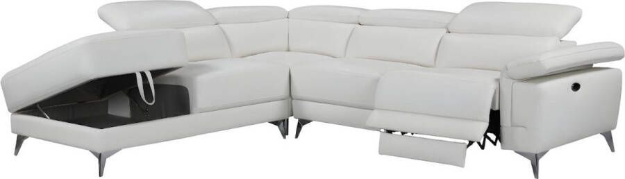 LINEA SOFA Elektrische relaxhoekbank van leer PASCALINE Ivoor Hoek links L 277 cm x H 96 cm x D 244 cm